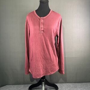 DUER Shirt Men M 100% Pima Cotton du/er Henley Midi Minimalist Rusticcore Red